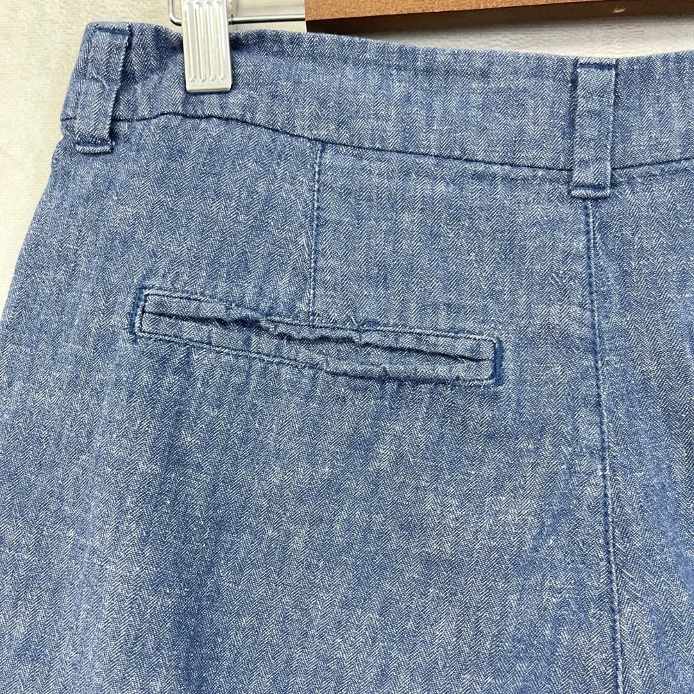 Old Navy Everyday Short Women 4 Dark Chambray Linen Blend Minimal Coastal Beach